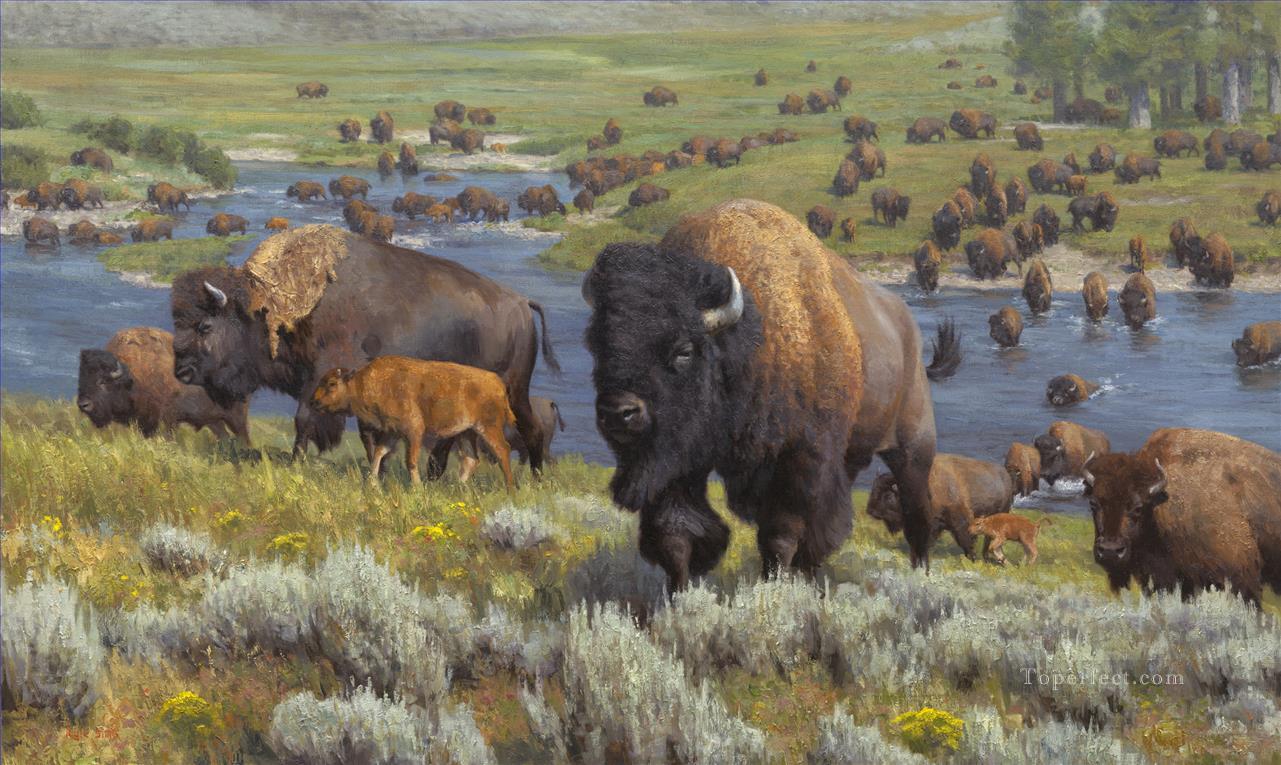 rhinocéros An American Migration animaux Peintures à l'huile